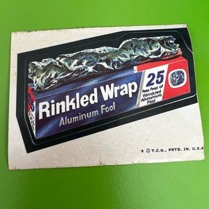 Topps chewing gum sticker rinkled wrap Reynolds foil advertising humor brand